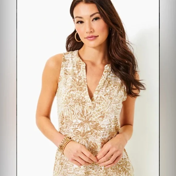 NWT Lilly Pulitzer Dev Dress in Sand Bar Palm Beach Paradise Print Size M - Picture 2 of 7